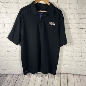 Nike NFL On Filed Baltimore Ravens Black Polo Short sleeve Size XL Dri Fit